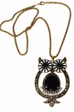 Big Owl Shimmer Pendant Necklace Silver Hestia