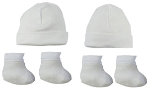 Cap & Bootie Set - White (Pack of 2) Emerald Clover