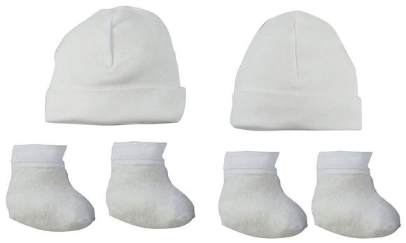 Cap & Bootie Set - White (Pack of 2)