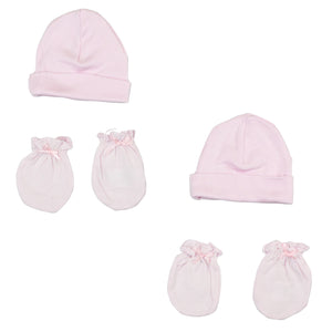 Girls' Cap and Mittens 4 Piece Layette Set Emerald Clover