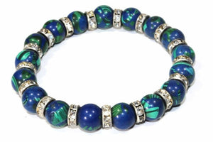 Medley Of Round Agate Stone Sparkle Yoga Bracelet Silver Hestia