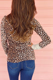 Camo Print Ribbed Sleeve Cuffs Top