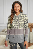 Print Ribbed Texture Color Block Hoodie