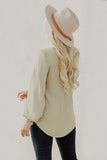 Khaki Button Up Puff Sleeve Shirt