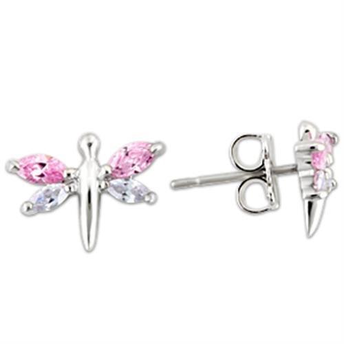 0W179 - Rhodium 925 Sterling Silver Earrings with AAA Grade CZ  in