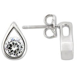 0W180 - Rhodium 925 Sterling Silver Earrings with AAA Grade CZ  in