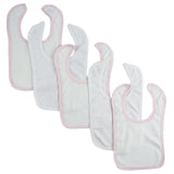 White Bib With Pink Trim and White Trim (Pack of Emerald Clover