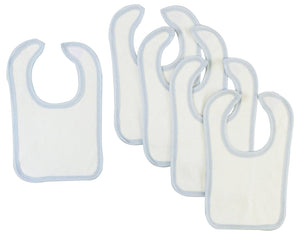Bambini White Bib With Blue Trim (Pack of 5) Emerald Clover
