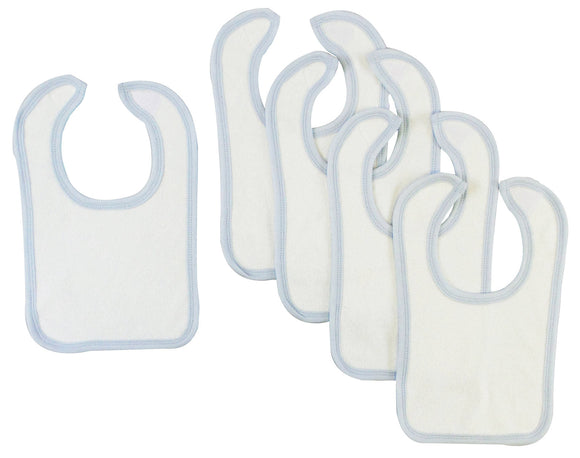 Bambini White Bib With Blue Trim (Pack of 5) Emerald Clover