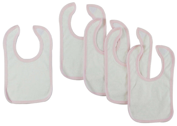 White Bib With Pink Trim (Pack of 5) Emerald Clover