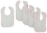 White Bib With Pink Trim (Pack of 5) Emerald Clover