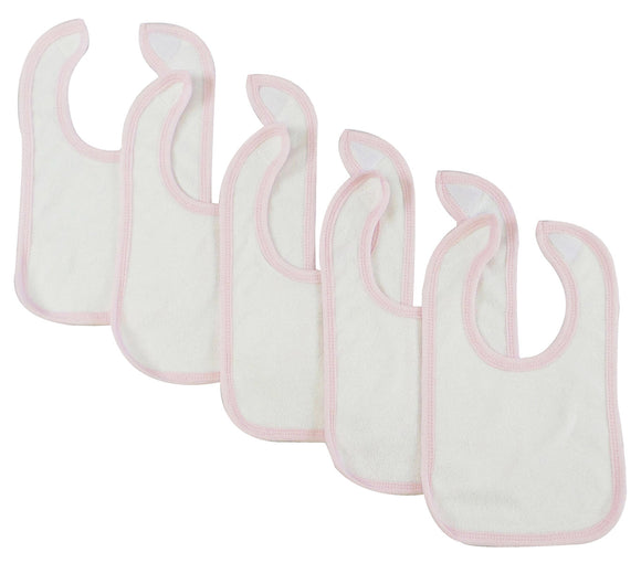Bambini White Bib With Pink Trim (Pack of 5)