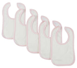 White Bib With Pink Trim (Pack of 5) Emerald Clover