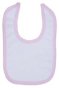 White Terry Bib with Pink Trim Emerald Clover