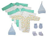 Newborn Baby Boys 9 Pc Layette Baby Shower Gift Emerald Clover