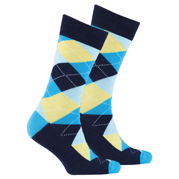 Men's Yellow Sky Argyle Socks Orchid Erebus