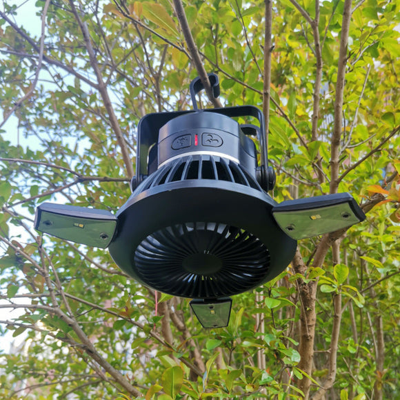 Solar LED Camping Light with Foldable Fan - Rechargeable