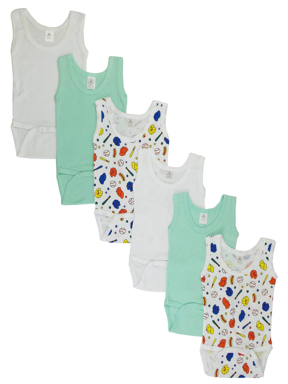 Boys' Printed Tank Top 6 Pack Emerald Clover
