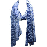 Ripple Indigo Dyed Long Scarf Alabaster