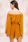 Solid Cold Shoulder Long Sleeves Romper