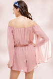 Solid Cold Shoulder Long Sleeves Romper