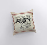 Farm Fresh Milk Dairy Cow Pillow Cover | Farmhouse Pillow | Farmhouse Maroon Abderus