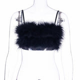 Furry Strap Wrap Chest Camisole