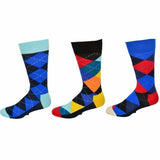 Men's Dress Casual 3 Pair Pack Combed Cotton Crew Argyle Socks