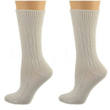 Classic Cable Knit Acrylic Crew Socks 2 Pair Pack