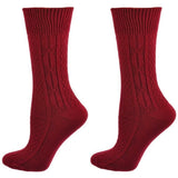 Classic Cable Knit Acrylic Crew Socks 2 Pair Pack