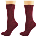 Classic Cable Knit Acrylic Crew Socks 2 Pair Pack