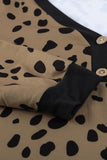 Spotted Print Apricot Long Sleeve Knit Top