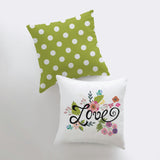 Love Floral Green Polkadot Pillow Cover | Throw Pillow | Home Decor | Maroon Abderus