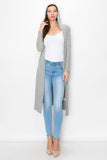 Long Sleeve Hooded Light Cardigan - Grey