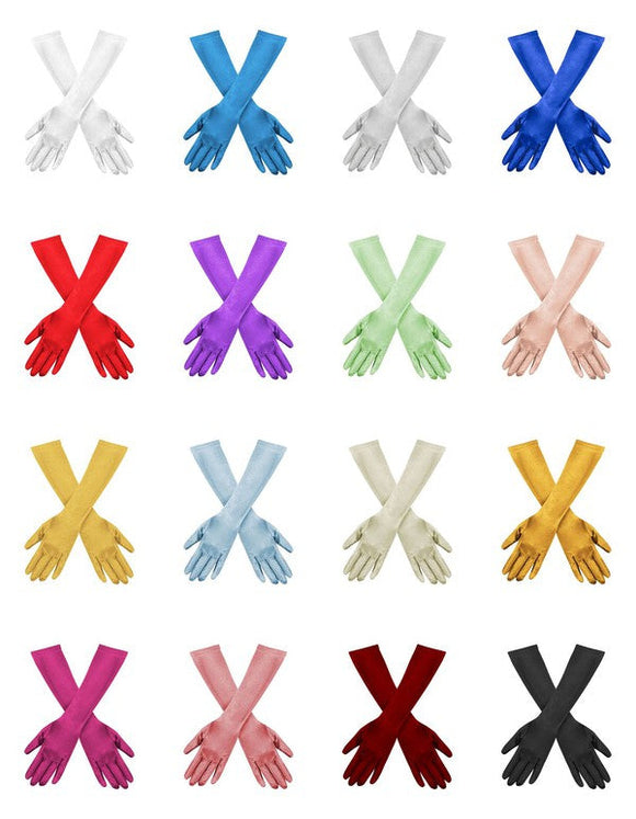 15 Inch Below Elbow Length Satin Gloves Gatsby Flapper