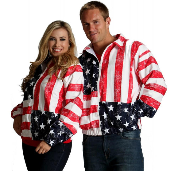 American Flag Print Unisex Zip-Up Jacket