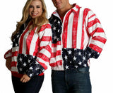 American Flag Print Unisex Zip-Up Jacket