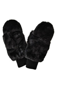 Solid Faux Fur Mittens