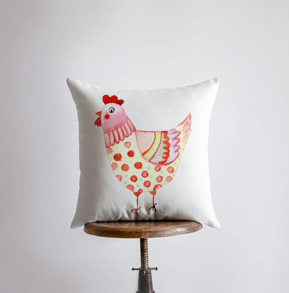 Hen | Yellow | Pillow Cover | Pillow | Farmhouse Decor | Home Decor | Maroon Abderus