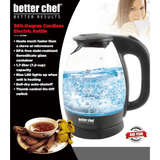 Better Chef 7-Cup Cordless Borosilicate Glass Electric Kettle with LED Sky Iapetus