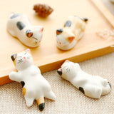 Porcelain Cat Chopstick Holders Set Yellow Pandora