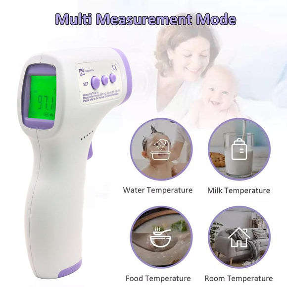 LCD Screen Digital No-Contact Forehead Infrared Thermometer Pink Iolaus