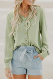 Khaki Button Up Puff Sleeve Shirt