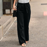 Linen Cotton Elastic Waist Trousers