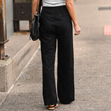 Linen Cotton Elastic Waist Trousers