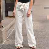 Linen Cotton Elastic Waist Trousers