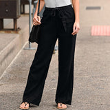 Linen Cotton Elastic Waist Trousers