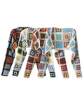 Geometric Plaid Hand Crochet Shawl Cape Bat Cardigan