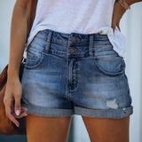 Hole Blue Denim Shorts