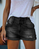 Hole Blue Denim Shorts